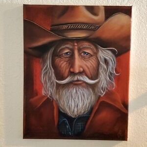 Origional Art Oil Painting 'Pondering Cowboy'   by artist